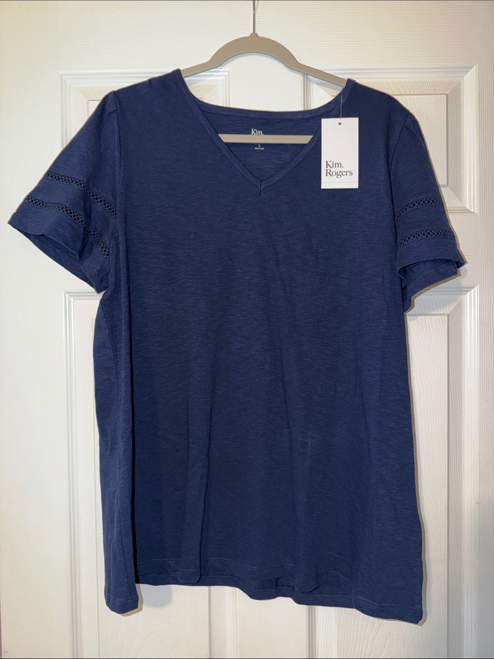 Kim Rogers V-Neck Short Sleeve Shirt - Navy